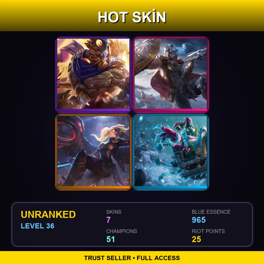 EUW | Lv36 | Unranked | 7 Skin | 51 Champ