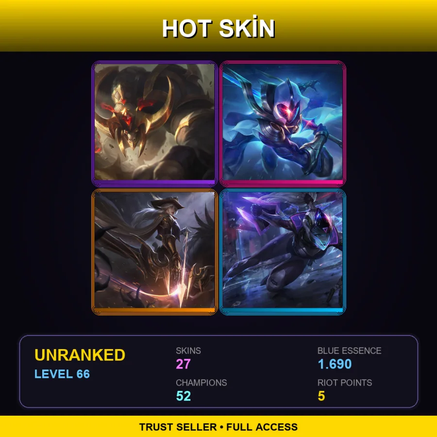 EUW | Lv66 | Unranked | 27 Skin | 52 Champ