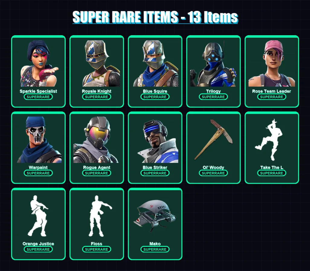 [PC/XBOX] | Sparkle Specialist | Royale Knight | Blue Squire | Trilogy | Rose Team Leader | 21 skin | 22 pickaxe | 30 emote | 30 glider | Lv553