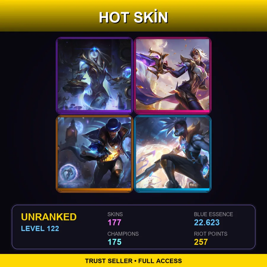 VN | Lv122 | Unranked | 177 Skin | 175 Champ — LoL account