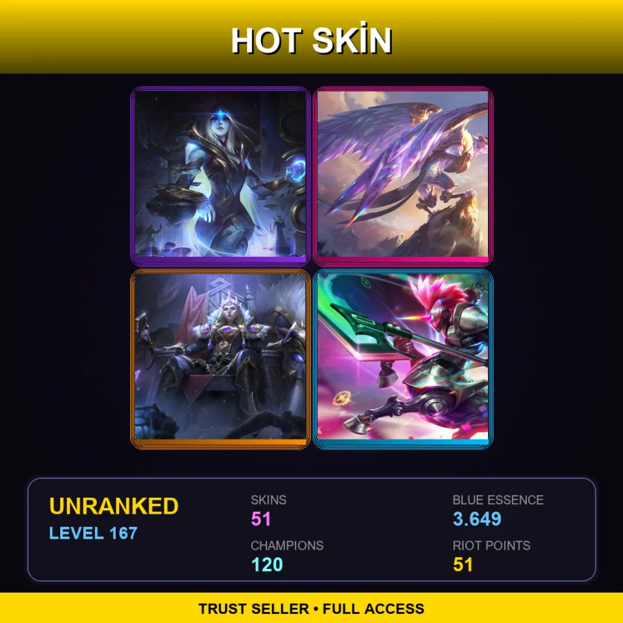 TR | Lv167 | Unranked | 51 Skin | 120 Champ