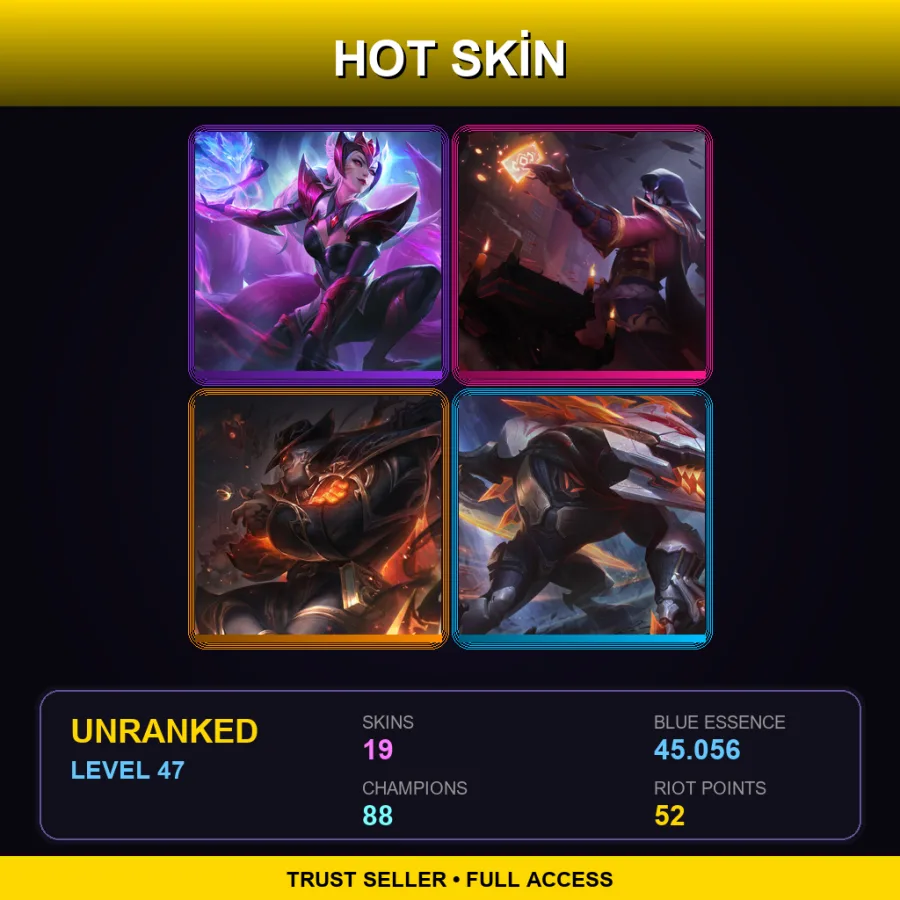 VN | Lv47 | Unranked | 19 Skin | 88 Champ — Ruined Pantheon