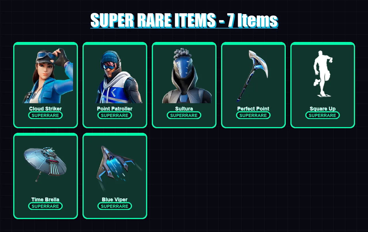 [PS4/PS5/XBOX/PC] | Cloud Striker | Point Patroller | Sultura | Mandalorian | Blaze | 111 skin | 155 pickaxe | 118 emote | 141 glider | Lv1900