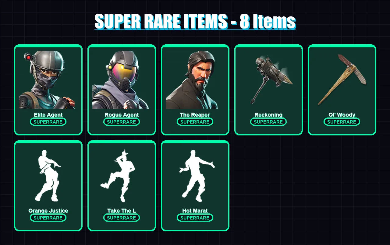[PC/PSN] | Elite Agent | Rogue Agent | The Reaper | Chomp Sr. | Calamity | 37 skin | 29 pickaxe | 61 emote | 34 glider | Lv595