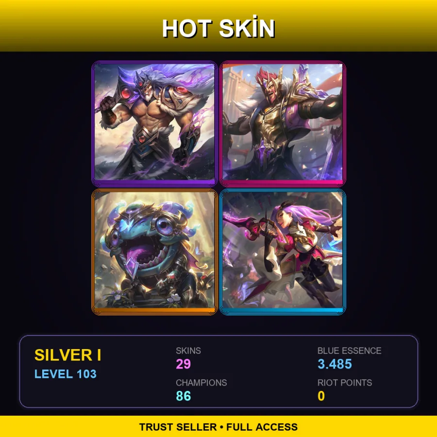 TR | Victorious Tryndamere | Victorious Draven | Victorious Kog'Maw | Battle Queen Katarina | 29 Skin | 86 Champ | Silver I | Lv103