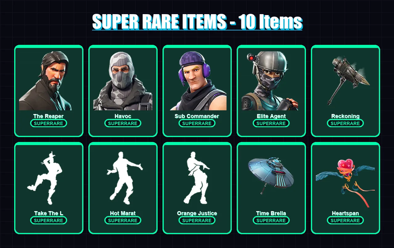 [PC/XBOX/PSN] | The Reaper | Havoc | Sub Commander | Elite Agent | Carbide | 26 skin | 17 pickaxe | 39 emote | 29 glider | Lv325
