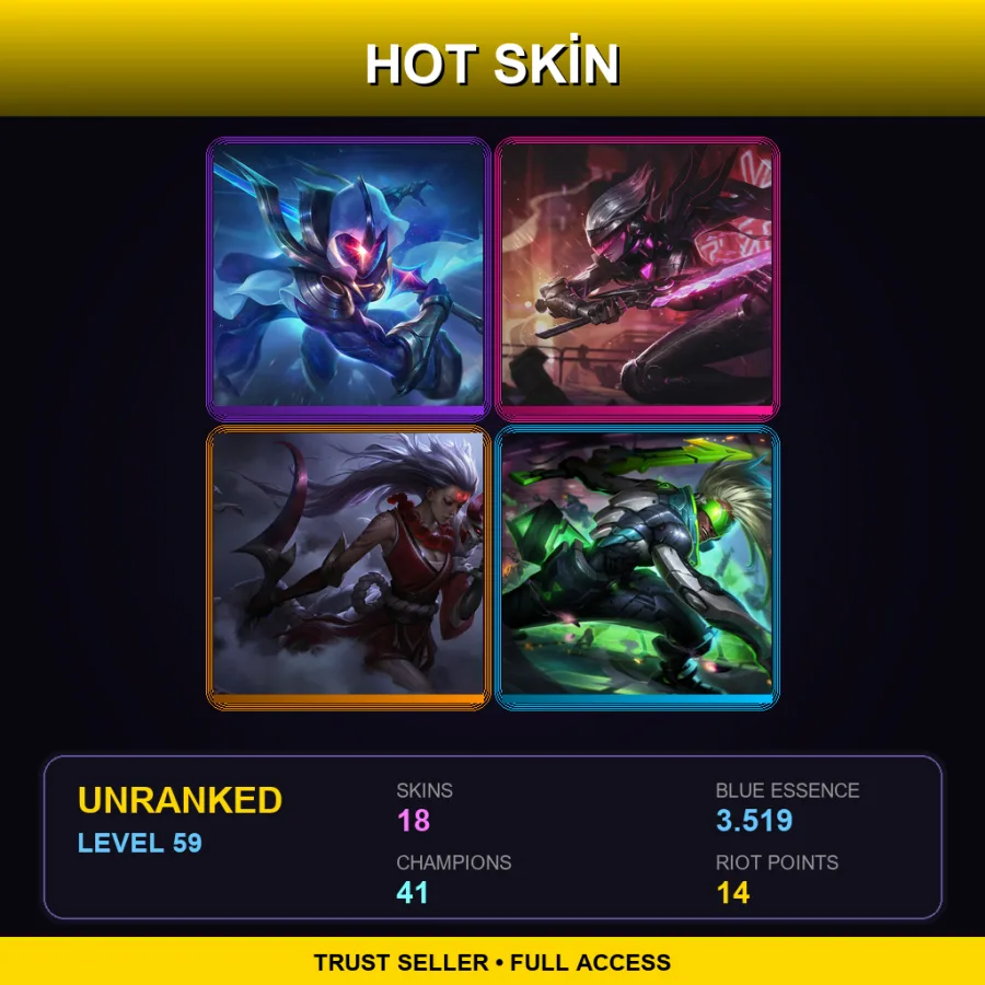 EUW | Lv59 | Unranked | 18 Skin | 41 Champ