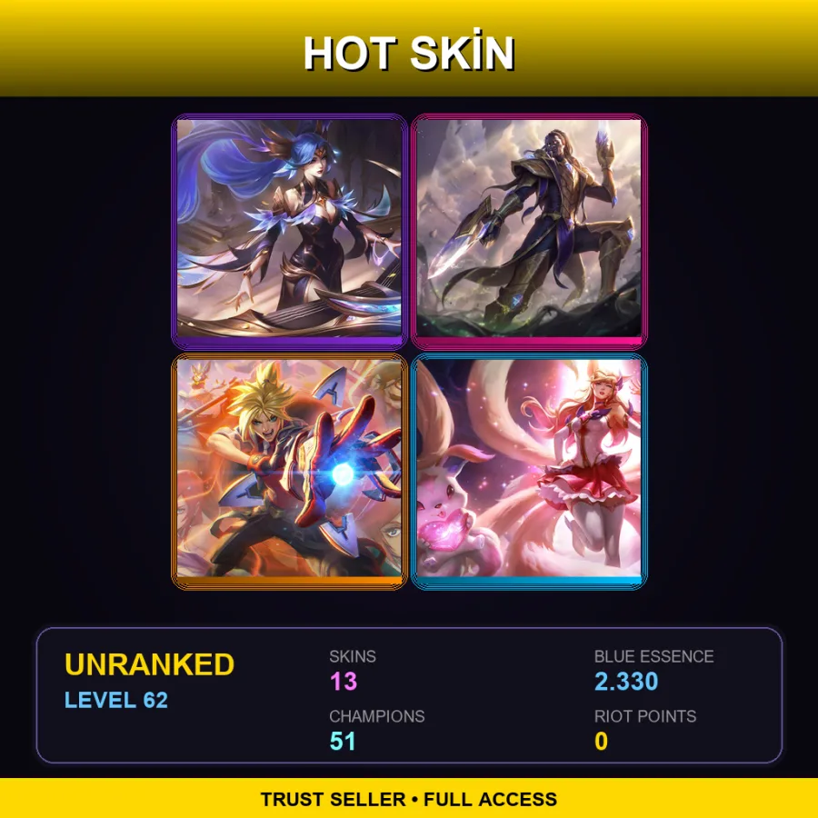 LAS | Lv62 | Unranked | 13 Skin | 51 Champ