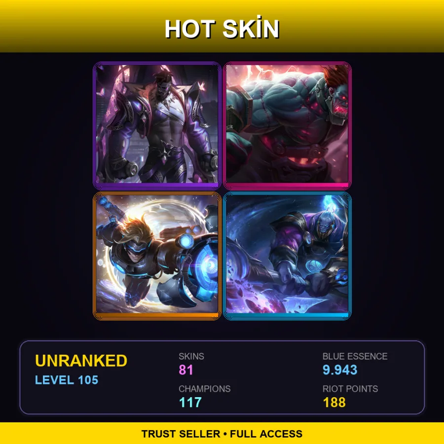 EUNE | Lv105 | Unranked | 81 Skin | 117 Champ