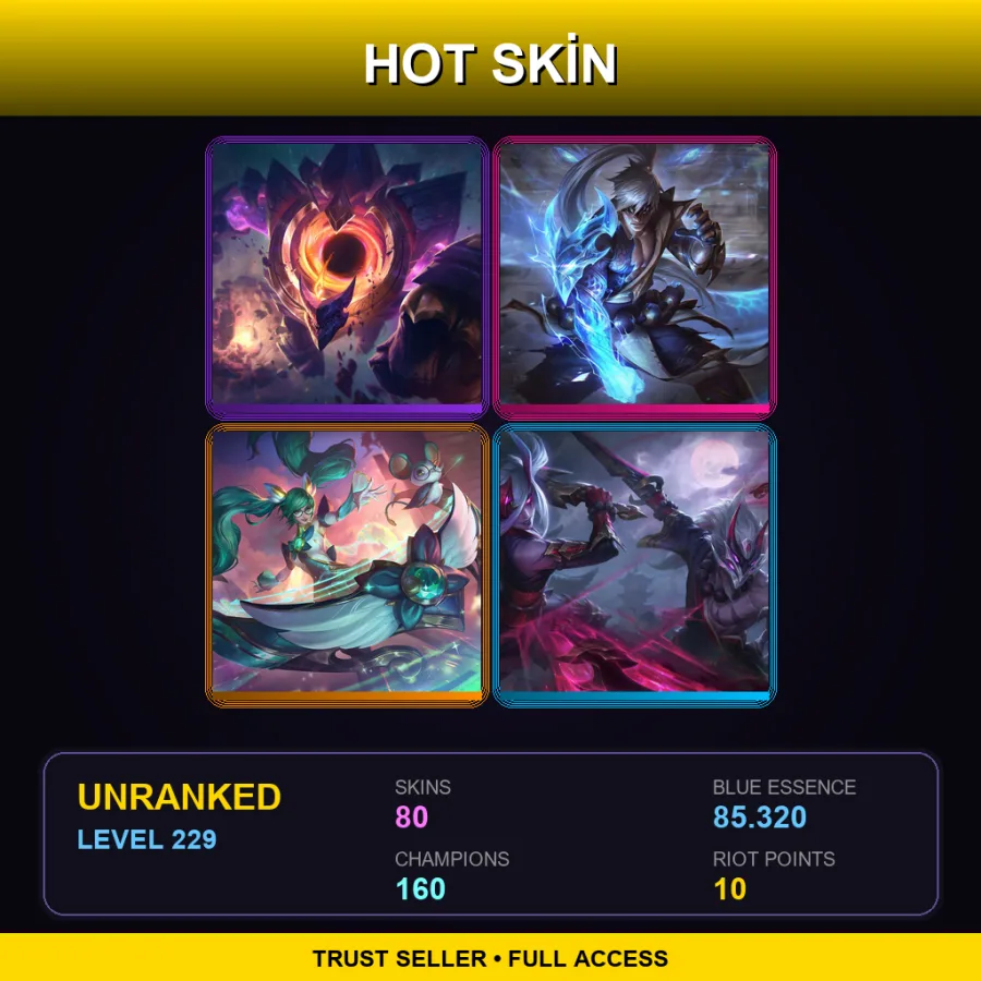 SG | Lv229 | Unranked | 80 Skin | 160 Champ — LoL account