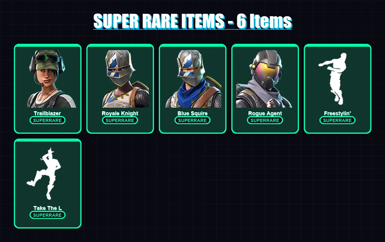 [PC/XBOX] | Trailblazer | Royale Knight | Blue Squire | Rogue Agent | Carbide | 8 skin | 8 pickaxe | 10 emote | 8 glider | Lv118