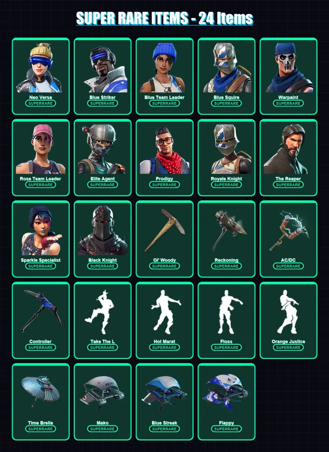 [PC/XBOX/PSN] | Neo Versa | Blue Striker | Blue Team Leader | Blue Squire | Warpaint | 127 skin | 169 pickaxe | 145 emote | 148 glider | Lv4150