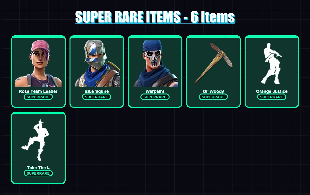 [PS4/PS5/XBOX/PC] | Rose Team Leader | Blue Squire | Warpaint | Carbide | Drift | 31 skin | 31 pickaxe | 26 emote | 32 glider | Lv201