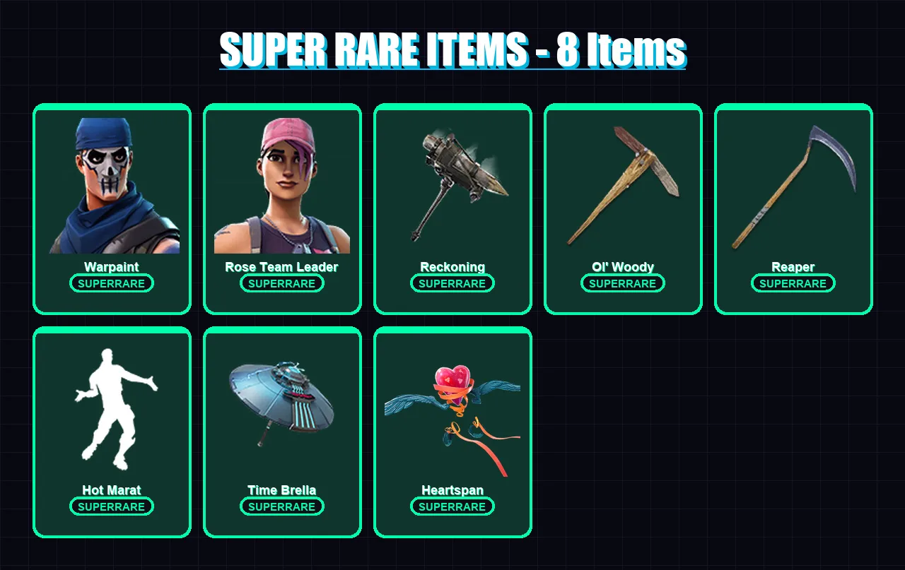 [PC/XBOX/PSN] | Warpaint | Rose Team Leader | The Prisoner | Fade | Zenith | 98 skin | 96 pickaxe | 84 emote | 90 glider | Lv996
