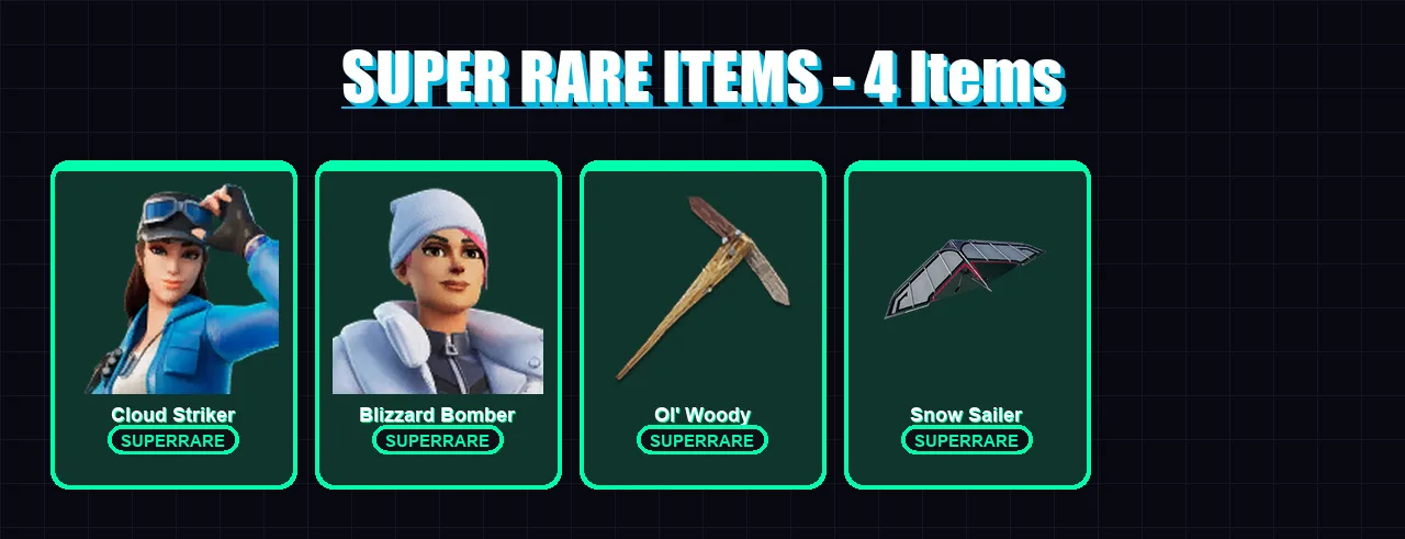 [PS4/PS5/XBOX/PC] | Cloud Striker | Blizzard Bomber | Era | Joltara | Paradigm (Reality-659) | 46 skin | 50 pickaxe | 45 emote | 41 glider | Lv868
