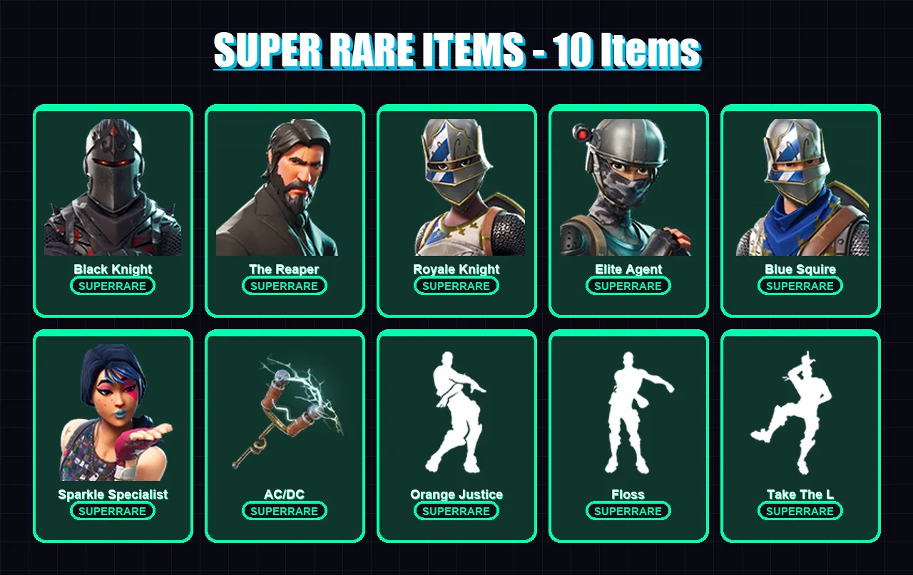 [PC/XBOX/PSN] | Black Knight | The Reaper | Royale Knight | Elite Agent | Blue Squire | 23 skin | 29 pickaxe | 31 emote | 27 glider | Lv424 — Game account