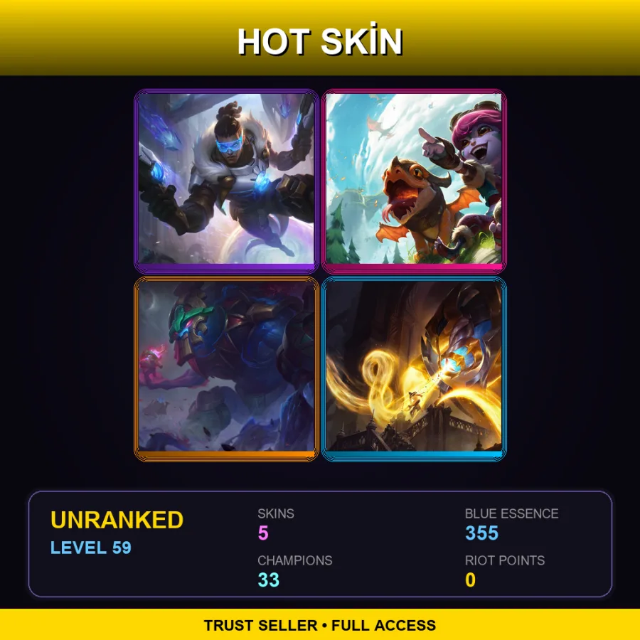 BR | Lv59 | Unranked | 5 Skin | 33 Champ — LoL account