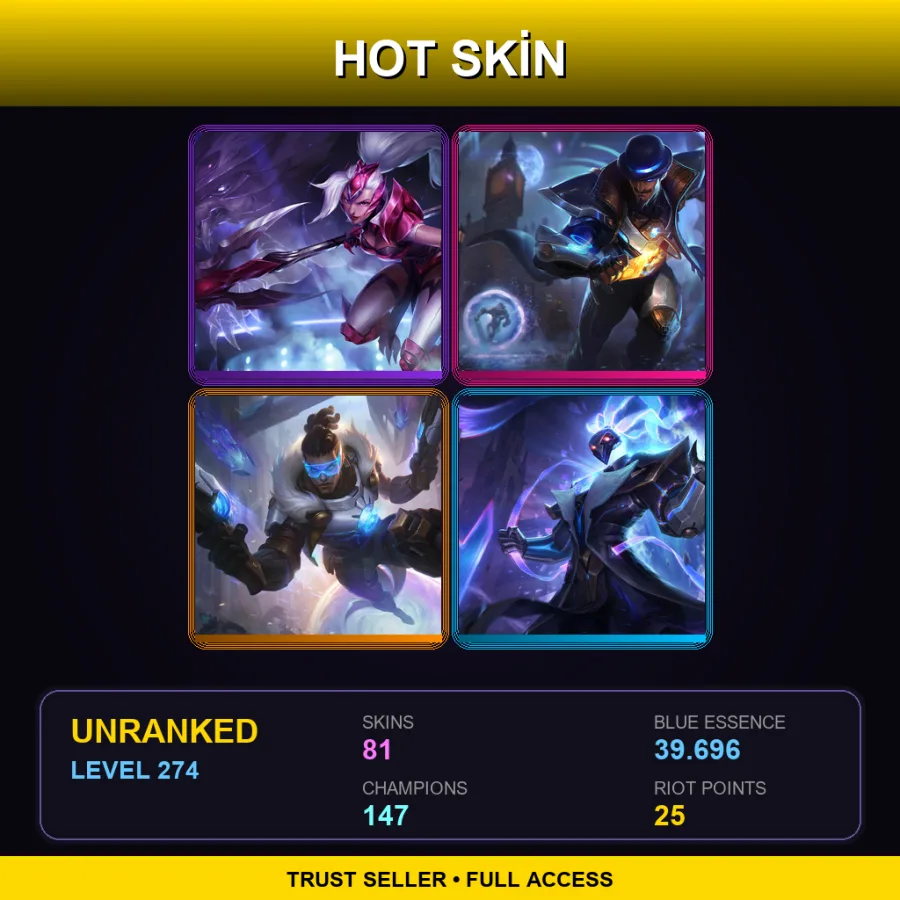 LAN | Lv274 | Unranked | 81 Skin | 147 Champ — Unranked / Smurf League of Legends