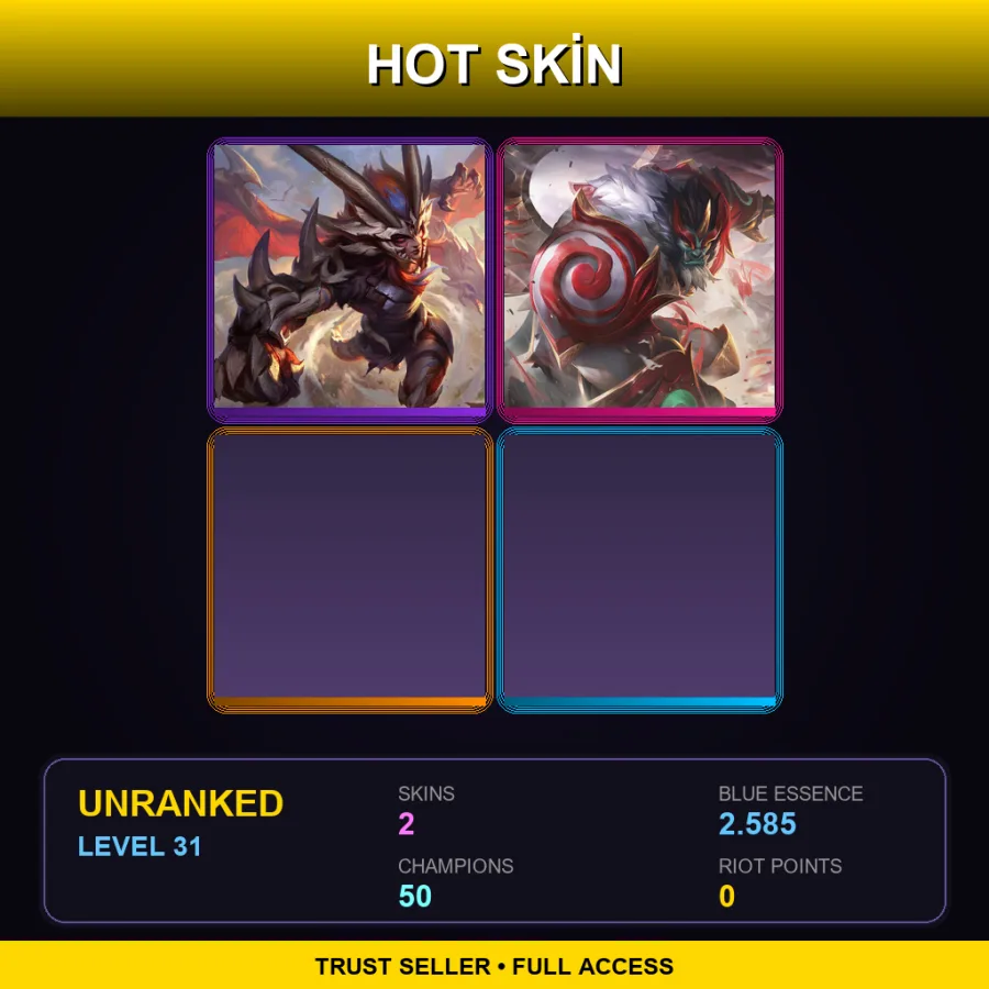 SG | Lv31 | Unranked | 2 Skin | 50 Champ — LoL account