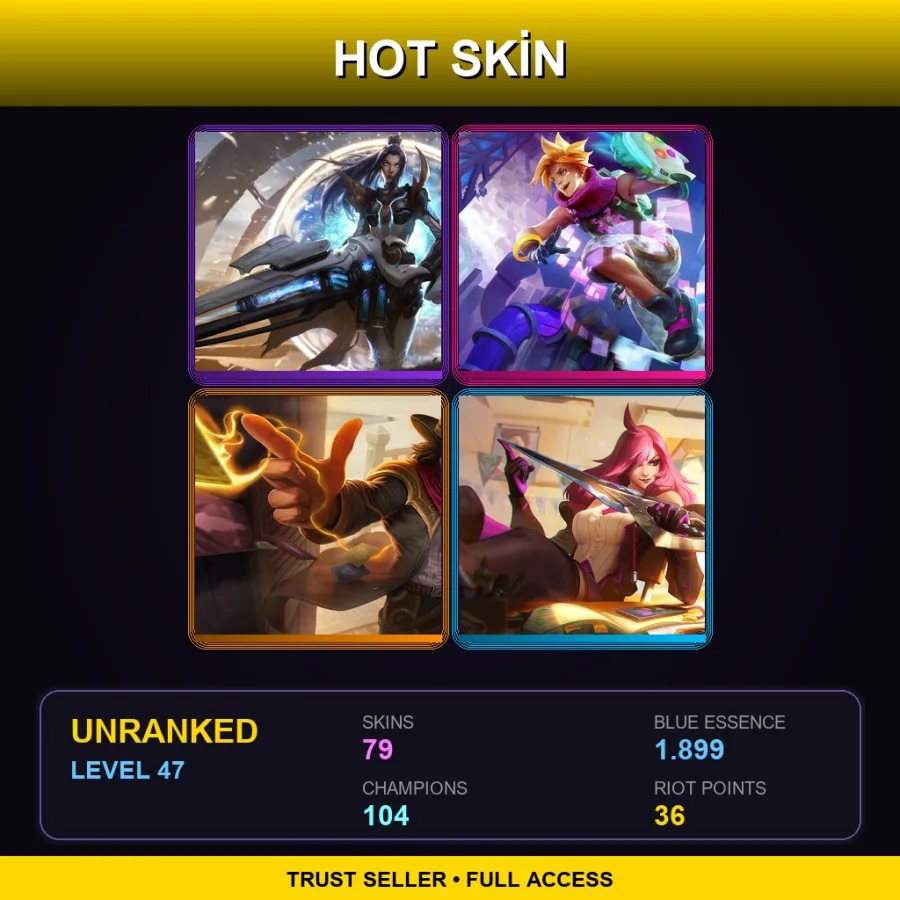 EUNE | Lv47 | Unranked | 79 Skin | 104 Champ