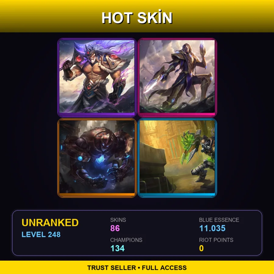 SG | Lv248 | Unranked | 86 Skin | 134 Champ