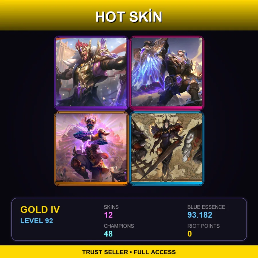 EUW | Lv92 | Gold IV | 12 Skin | 48 Champ