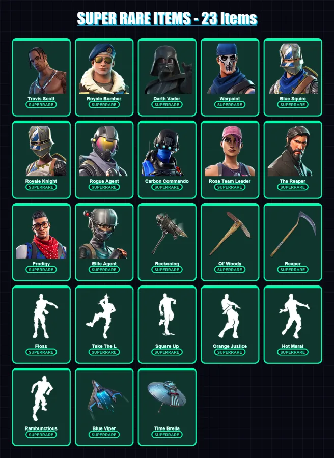 [PC/XBOX] | Travis Scott | Royale Bomber | Darth Vader | Warpaint | Blue Squire | 266 skin | 282 pickaxe | 264 emote | 257 glider | Lv4146