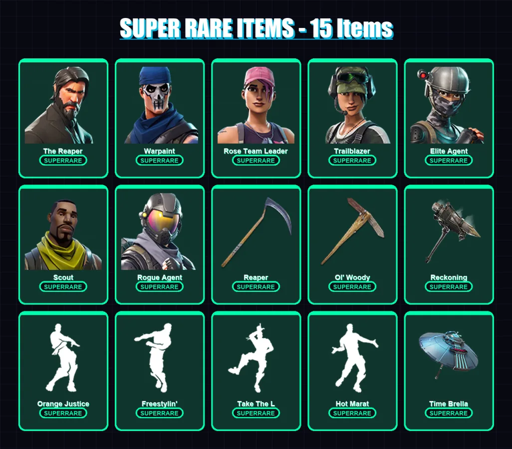 [PC/PSN] | The Reaper | Warpaint | Rose Team Leader | Trailblazer | Elite Agent | 117 skin | 54 pickaxe | 81 emote | 48 glider | Lv606