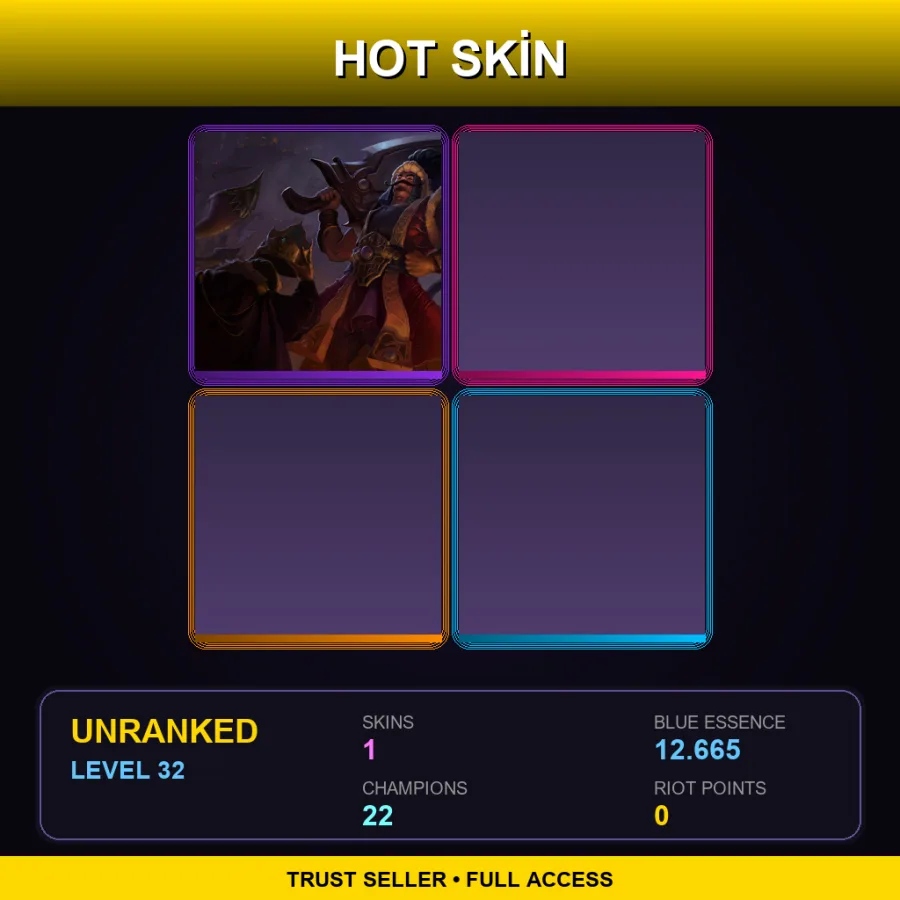 NA | Lv32 | Unranked | 1 Skin | 22 Champ