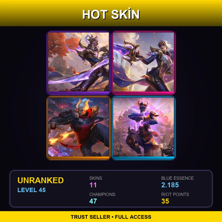 BR | Lv45 | Unranked | 11 Skin | 47 Champ — LoL account