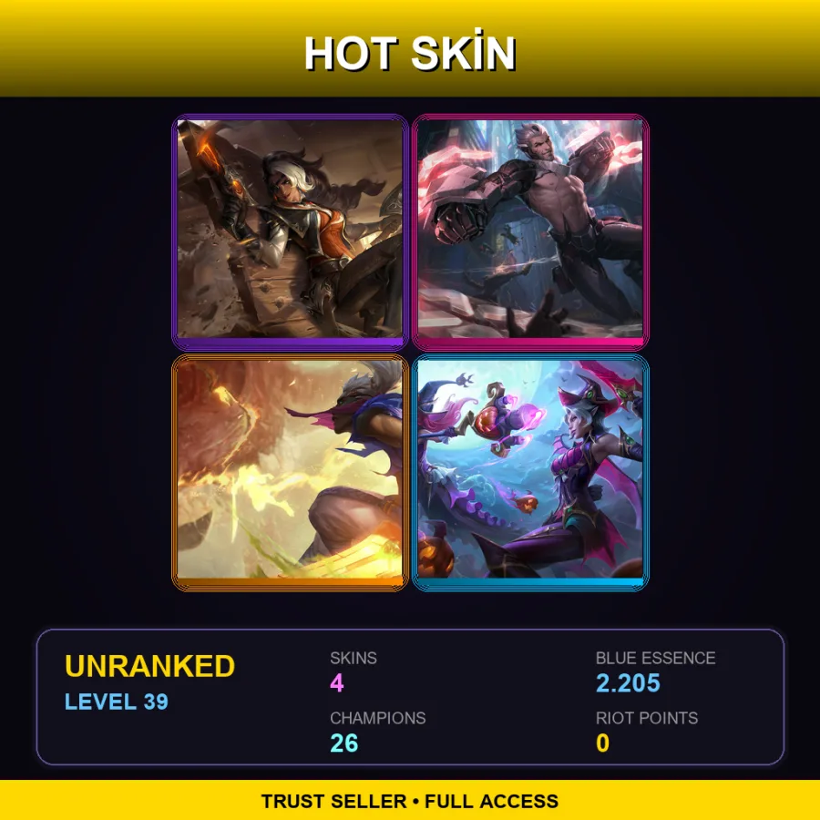 EUW | High Noon Samira | PROJECT: Sylas | Sandstorm Ekko | Bewitching Fiora | 4 Skin | 26 Champ | Lv39