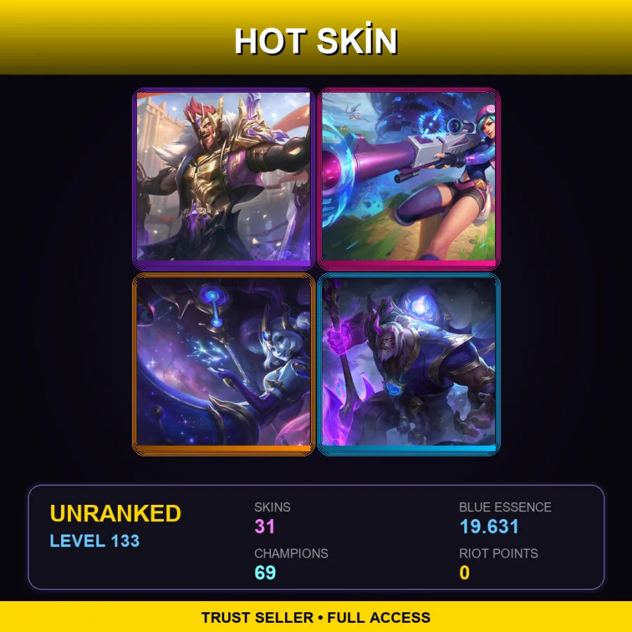 BR | Lv133 | Unranked | 31 Skin | 69 Champ — LoL account