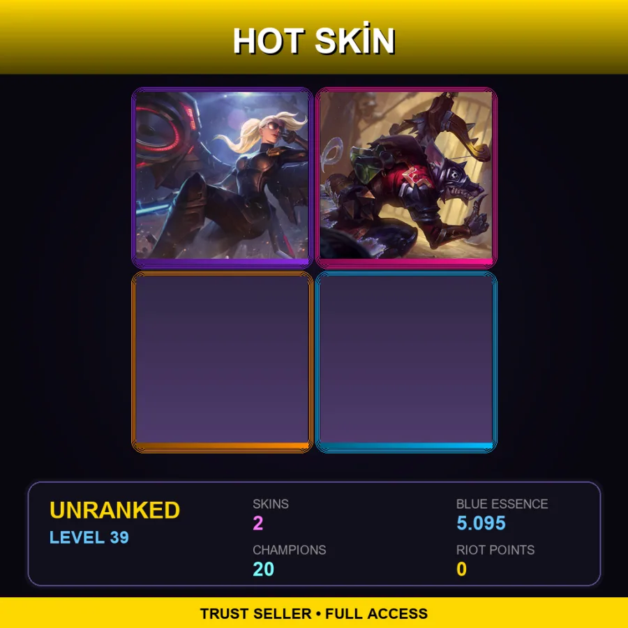 LAN | Lv39 | Unranked | 2 Skin | 20 Champ — LoL account