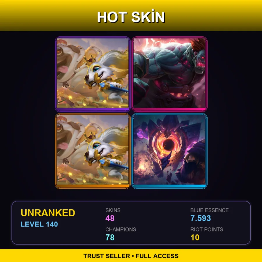 EUNE | Lv140 | Unranked | 48 Skin | 78 Champ