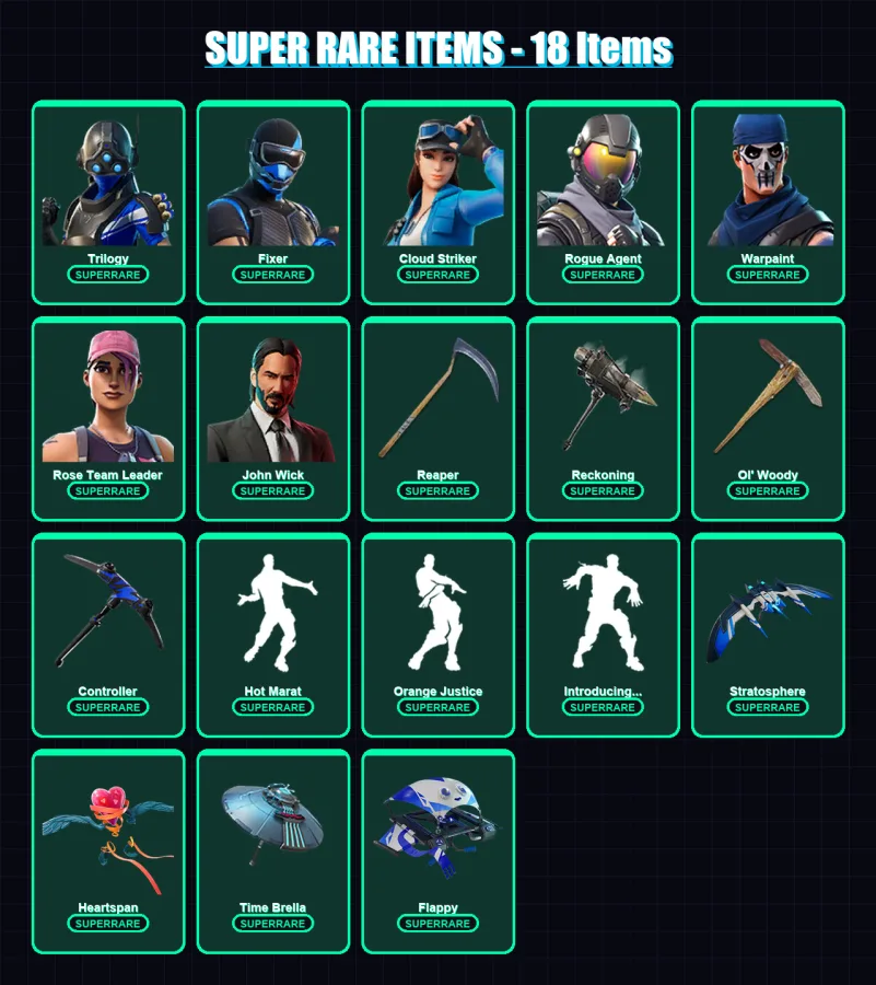 [PC/XBOX/PSN] | Trilogy | Fixer | Cloud Striker | Rogue Agent | Warpaint | 132 skin | 181 pickaxe | 139 emote | 161 glider | Lv2999
