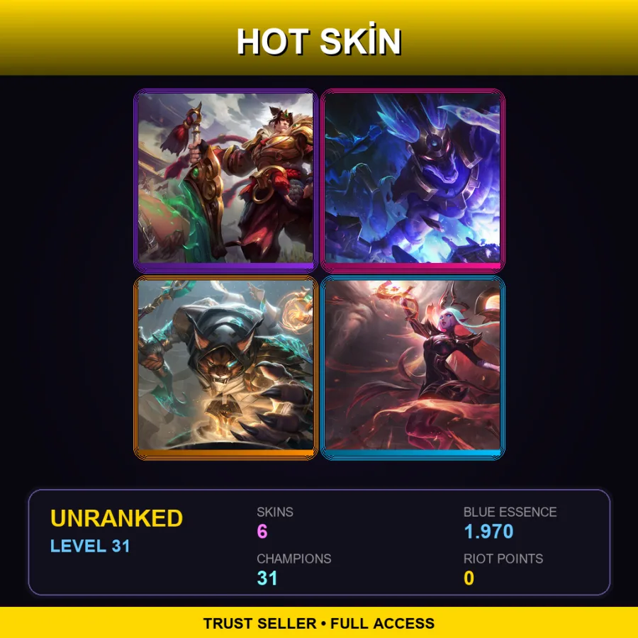 TR | Lv31 | Unranked | 6 Skin | 31 Champ