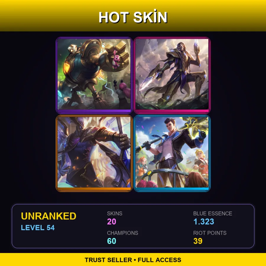 EUW | Lv54 | Unranked | 20 Skin | 60 Champ — Unranked / Smurf League of Legends