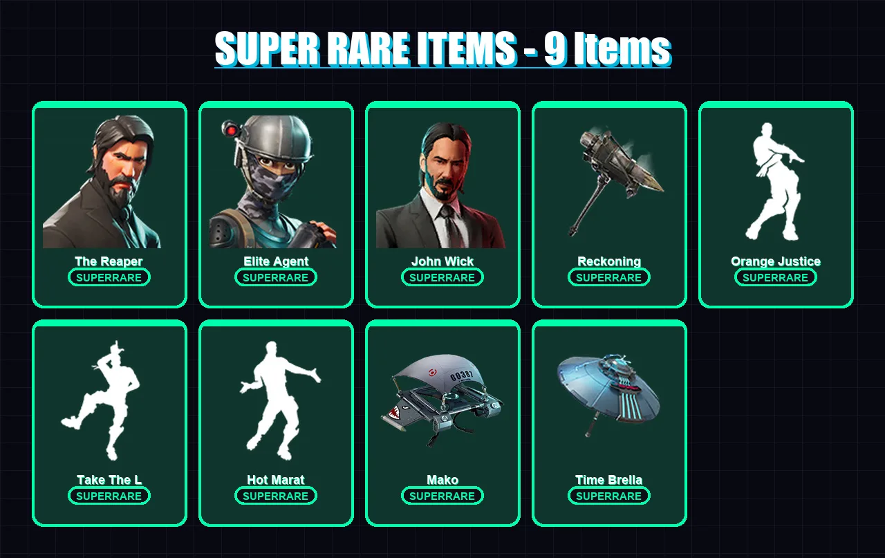 [PC/PSN] | The Reaper | Elite Agent | John Wick | Carbide | Dark Voyager | 50 skin | 64 pickaxe | 105 emote | 66 glider | Lv1208