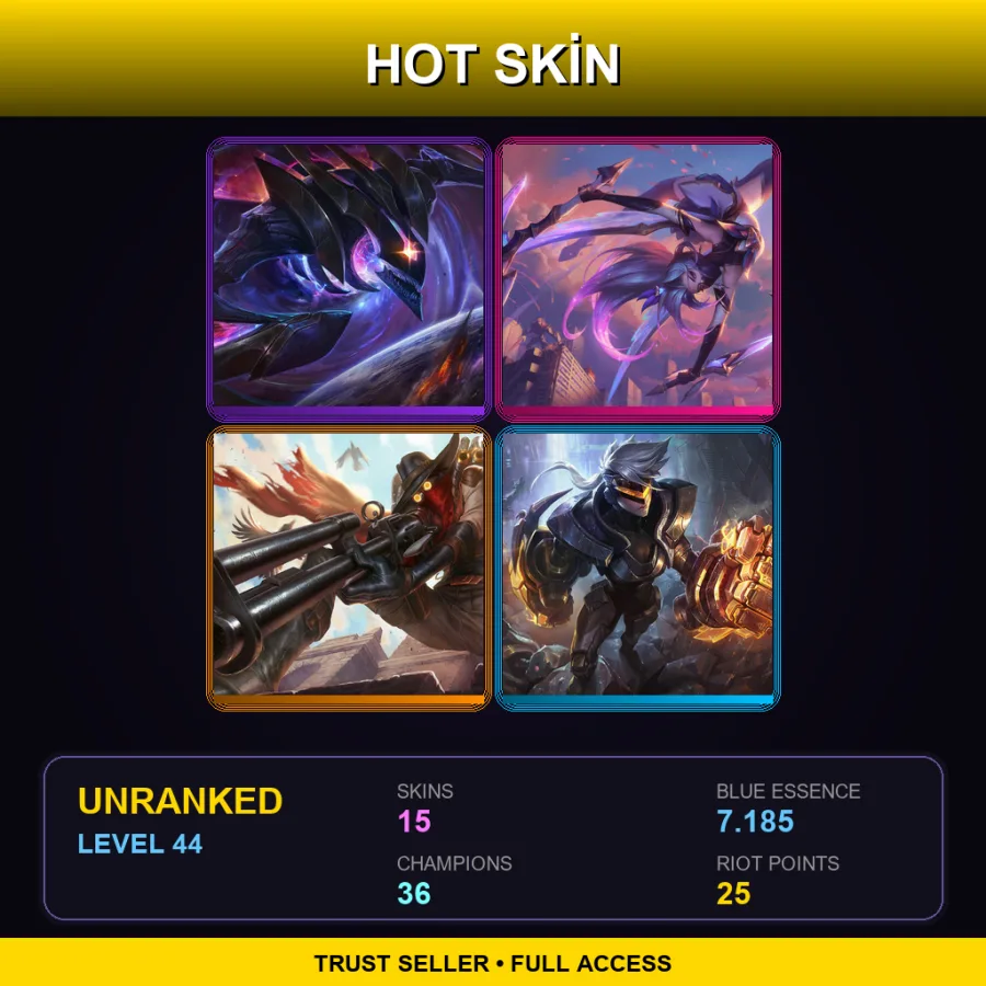 EUW | Lv44 | Unranked | 15 Skin | 36 Champ