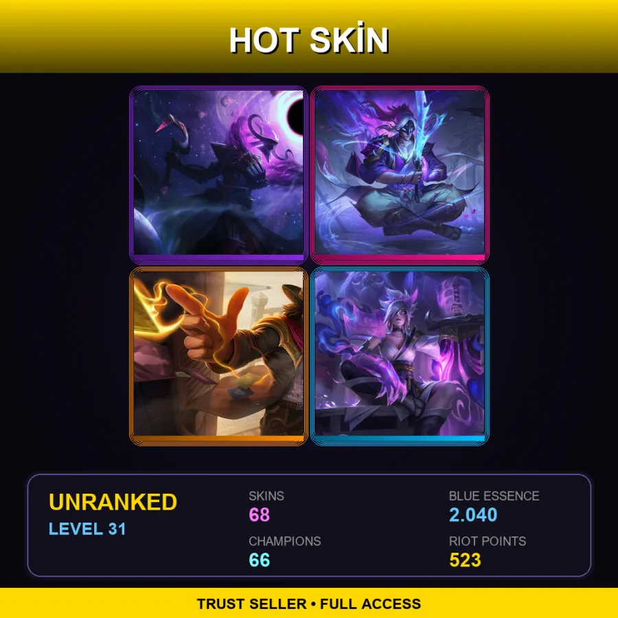 NA | Lv31 | Unranked | 68 Skin | 66 Champ