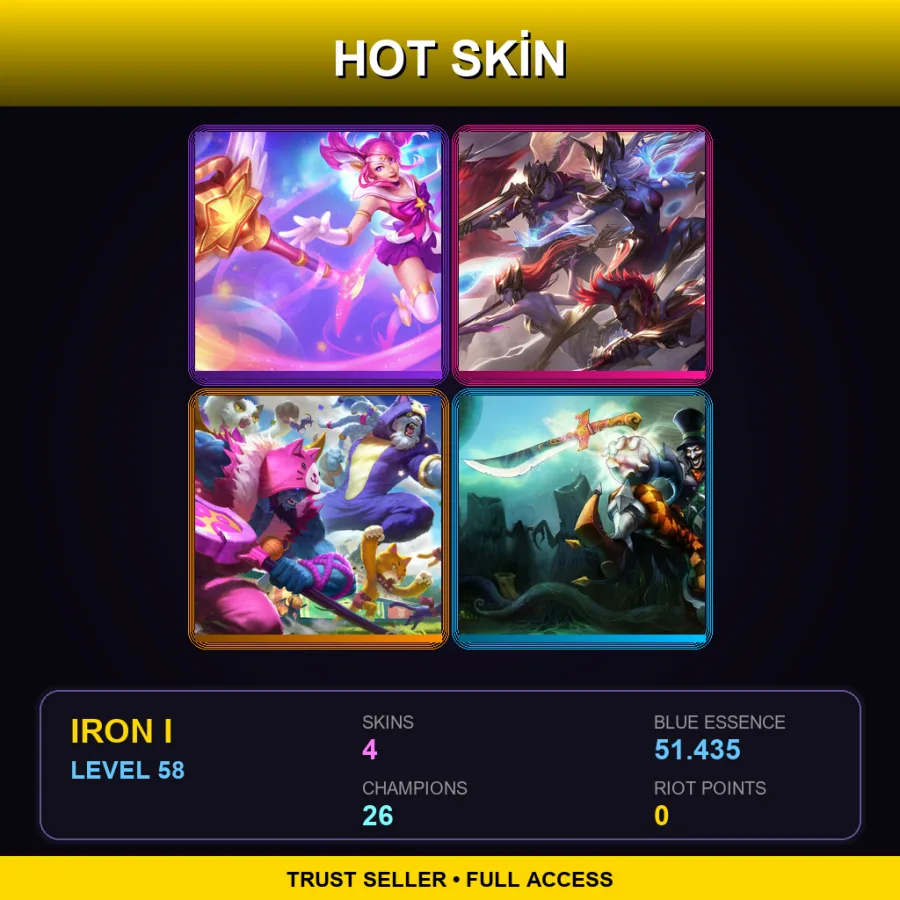 LAN | Lv58 | Iron I | 4 Skin | 26 Champ