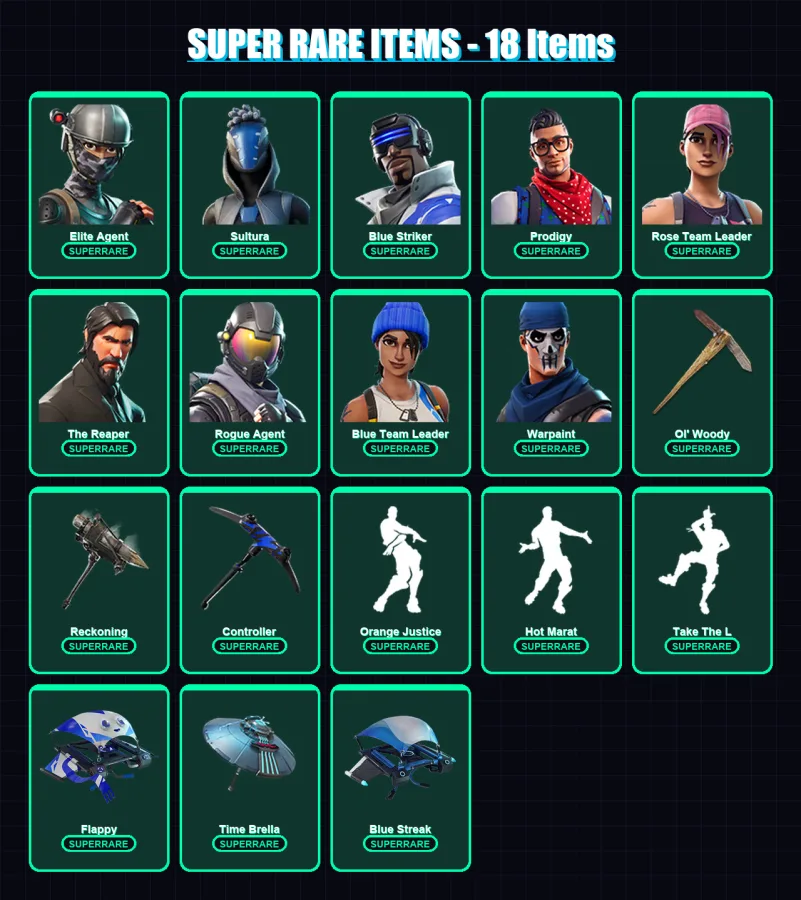 [PS4/PS5/XBOX/PC] | Elite Agent | Sultura | Blue Striker | Prodigy | Rose Team Leader | 60 skin | 67 pickaxe | 76 emote | 79 glider | Lv1067