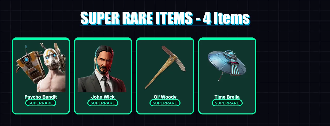 [PC] | Psycho Bandit | John Wick | The Imagined | Omegarok | Peter Griffin | 150 skin | 219 pickaxe | 129 emote | 136 glider | Lv2974