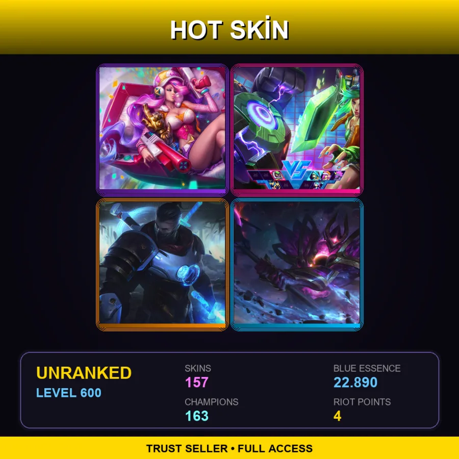 LAN | Lv600 | Unranked | 157 Skin | 163 Champ — Worlds 2015 Kalista