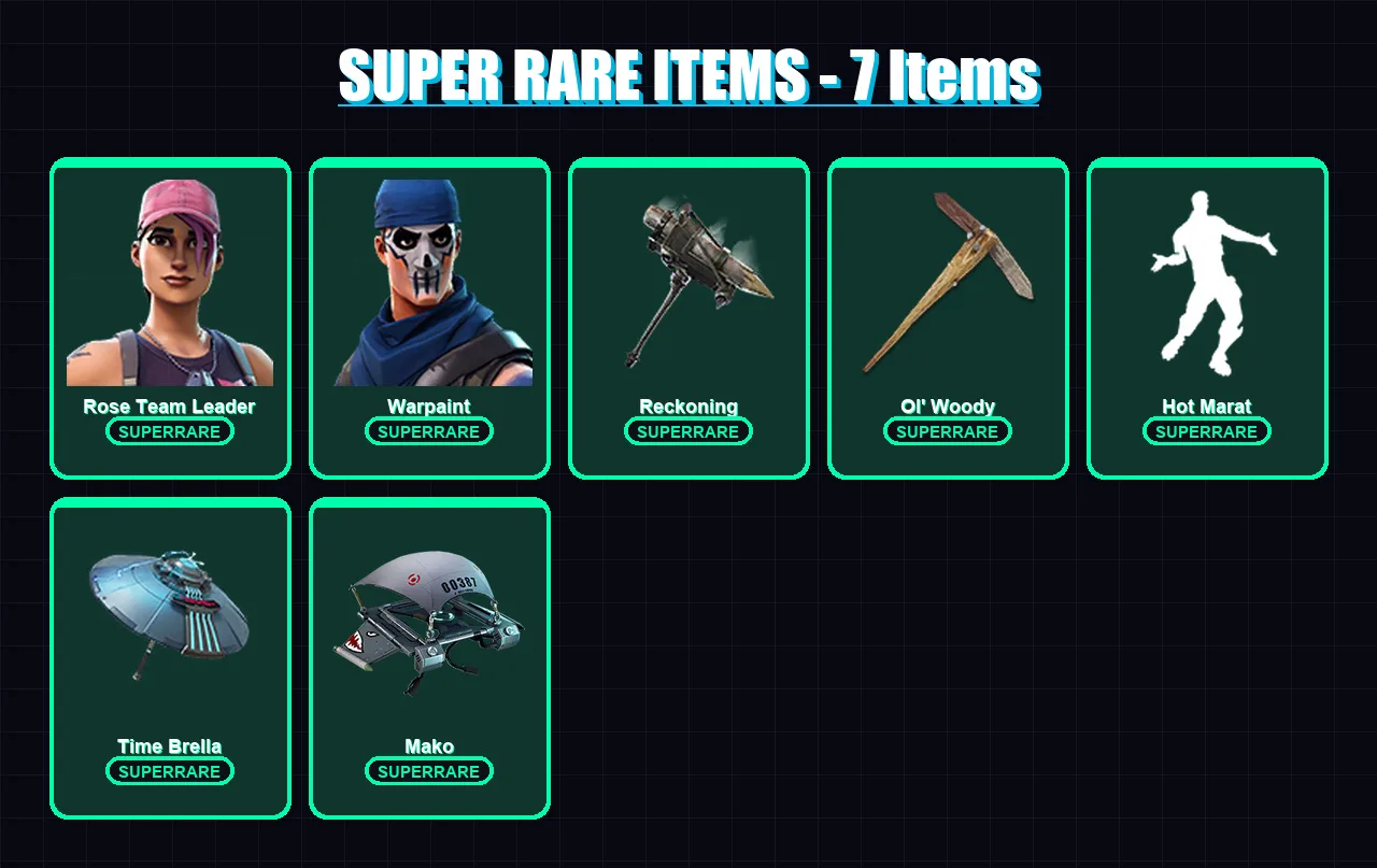 [PC/XBOX/PSN] | Rose Team Leader | Warpaint | Calamity | Sentinel | Zenith | 19 skin | 17 pickaxe | 25 emote | 27 glider | Lv330