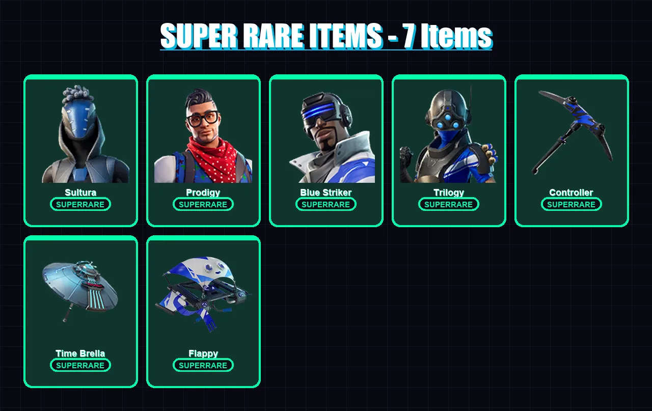 [PS4/PS5/XBOX/PC] | Sultura | Prodigy | Blue Striker | Trilogy | Drift | 27 skin | 25 pickaxe | 20 emote | 29 glider | Lv284 — Fortnite account