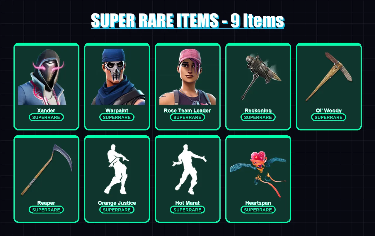 [PC/PSN] | Xander | Warpaint | Rose Team Leader | The Ice King | The Prisoner | 148 skin | 108 pickaxe | 88 emote | 106 glider | Lv1442