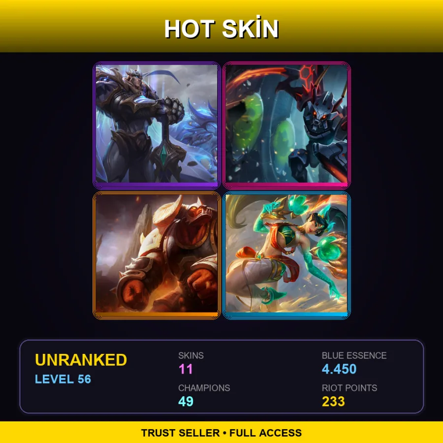 LAN | Lv56 | Unranked | 11 Skin | 49 Champ — LoL account