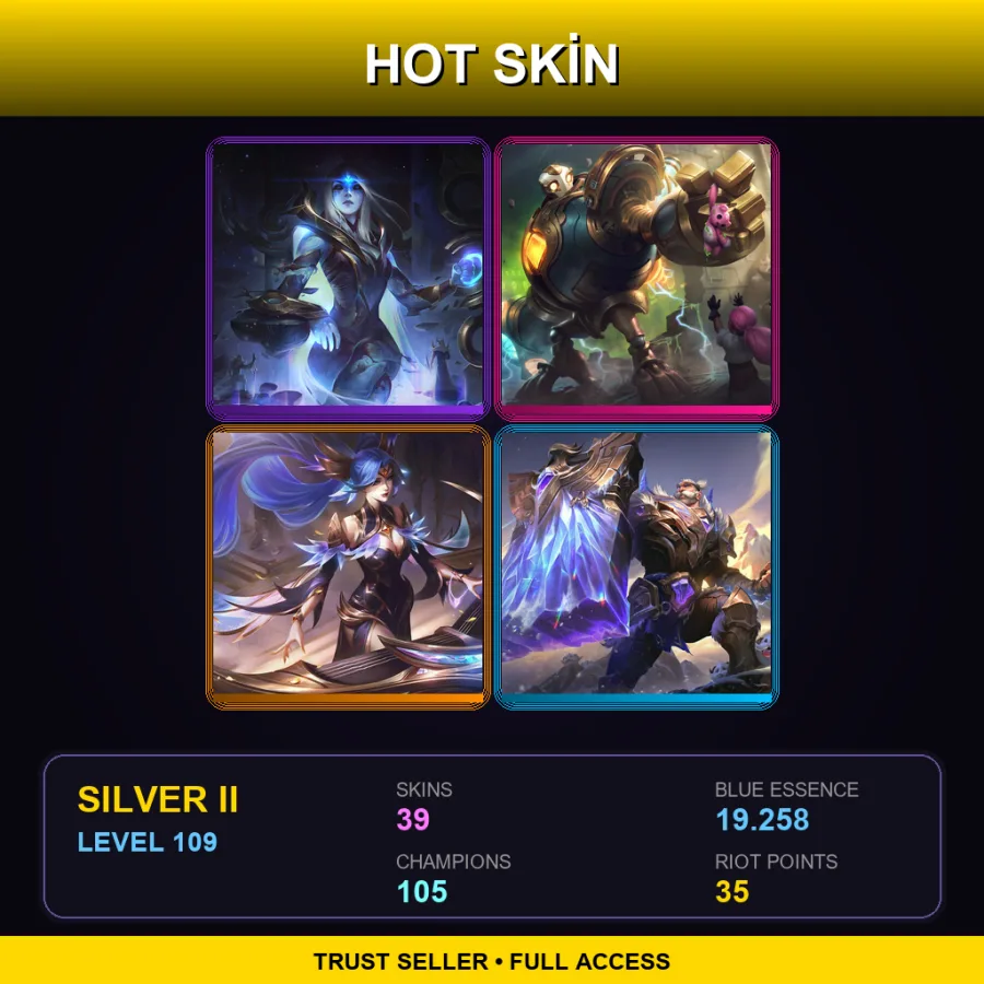 BR | Lv109 | Silver II | 39 Skin | 105 Champ — LoL account