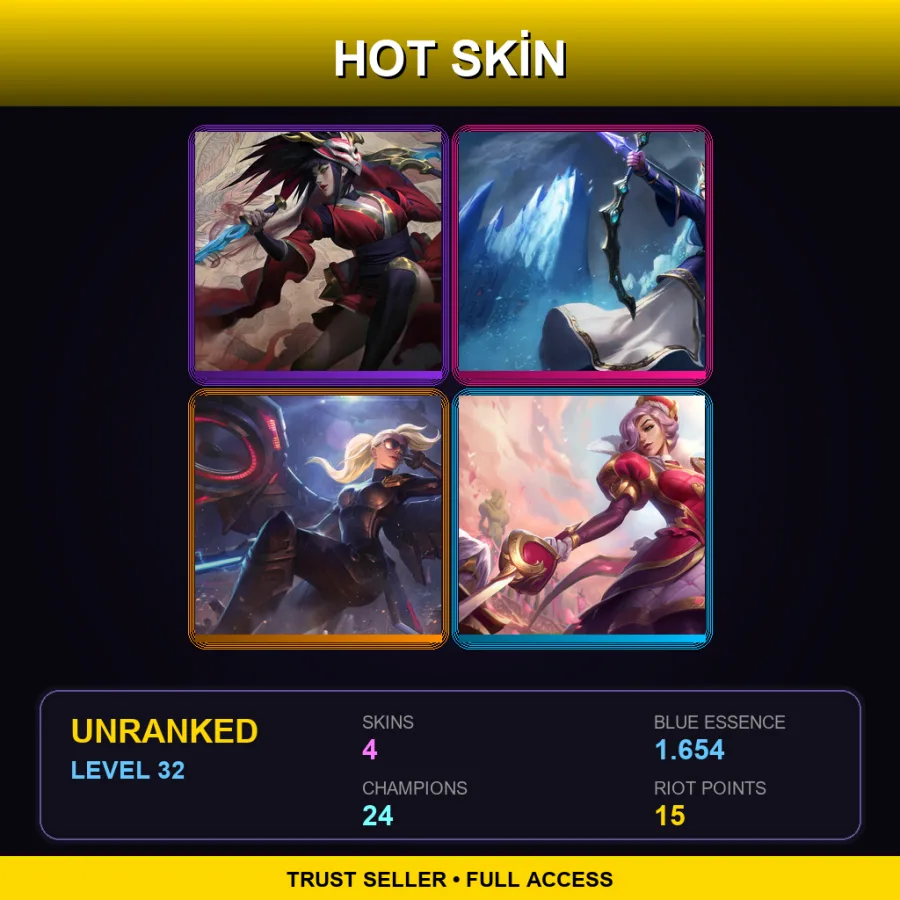 OCE | Lv32 | Unranked | 4 Skin | 24 Champ — LoL account